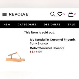 Tony Bianco Revolve Ivy Leather Sandal In Carmel Phoenix NWT Casual Size 8